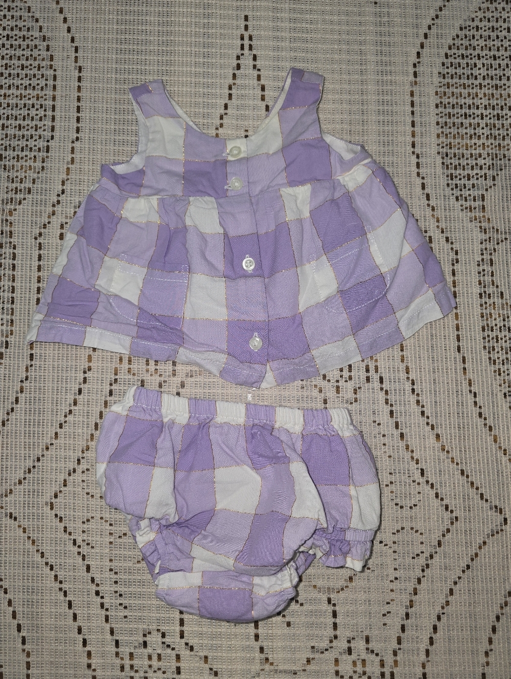 GAP Lilac and White Check Dress And Diaper Cover Set